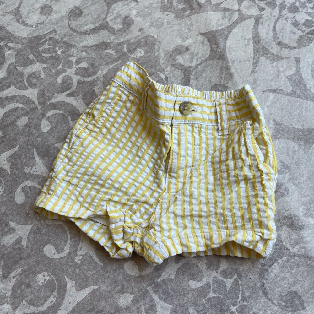 Janie and jack yellow and white striped shorts